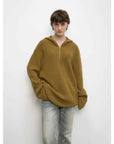 Women's zipper round neck wool hoodie oversized sweater Boyfriend Fit cozy long sleeve,"Autumn Ticket" - variant_title