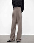 Wool Blend High - Waisted Slimming Suit Pants for Women - variant_title