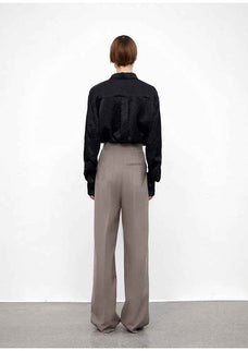 Wool Blend High - Waisted Slimming Suit Pants for Women - variant_title