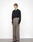 Wool Blend High - Waisted Slimming Suit Pants for Women - variant_title
