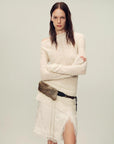 Wool blended texture velvet jacquard oblique shoulder knitted bottoming shirt for women in autumn "Morning Mist White" - variant_title