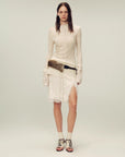 Wool blended texture velvet jacquard oblique shoulder knitted bottoming shirt for women in autumn "Morning Mist White" - variant_title