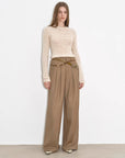 "Workplace Ladies" Fashionable drapey single pleat skinny wide - leg mid - low waist casual pants for women - variant_title