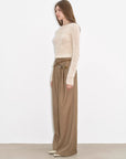 "Workplace Ladies" Fashionable drapey single pleat skinny wide - leg mid - low waist casual pants for women - variant_title