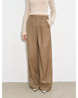 "Workplace Ladies" Fashionable drapey single pleat skinny wide - leg mid - low waist casual pants for women - variant_title