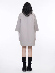 Khaki paneled pullover shirt back view