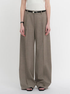 Worsted wool commuter classic drapey raw edge loose straight wide - leg pants - variant_title