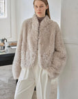 "Yorta" imported Tuscan curly wool upper arc collar sheepskin coat - variant_title