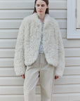 "Yorta" imported Tuscan curly wool upper arc collar sheepskin coat - variant_title