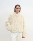 "Yorta" imported Tuscan curly wool upper arc collar sheepskin coat - variant_title