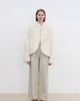 "Yorta" imported Tuscan curly wool upper arc collar sheepskin coat - variant_title
