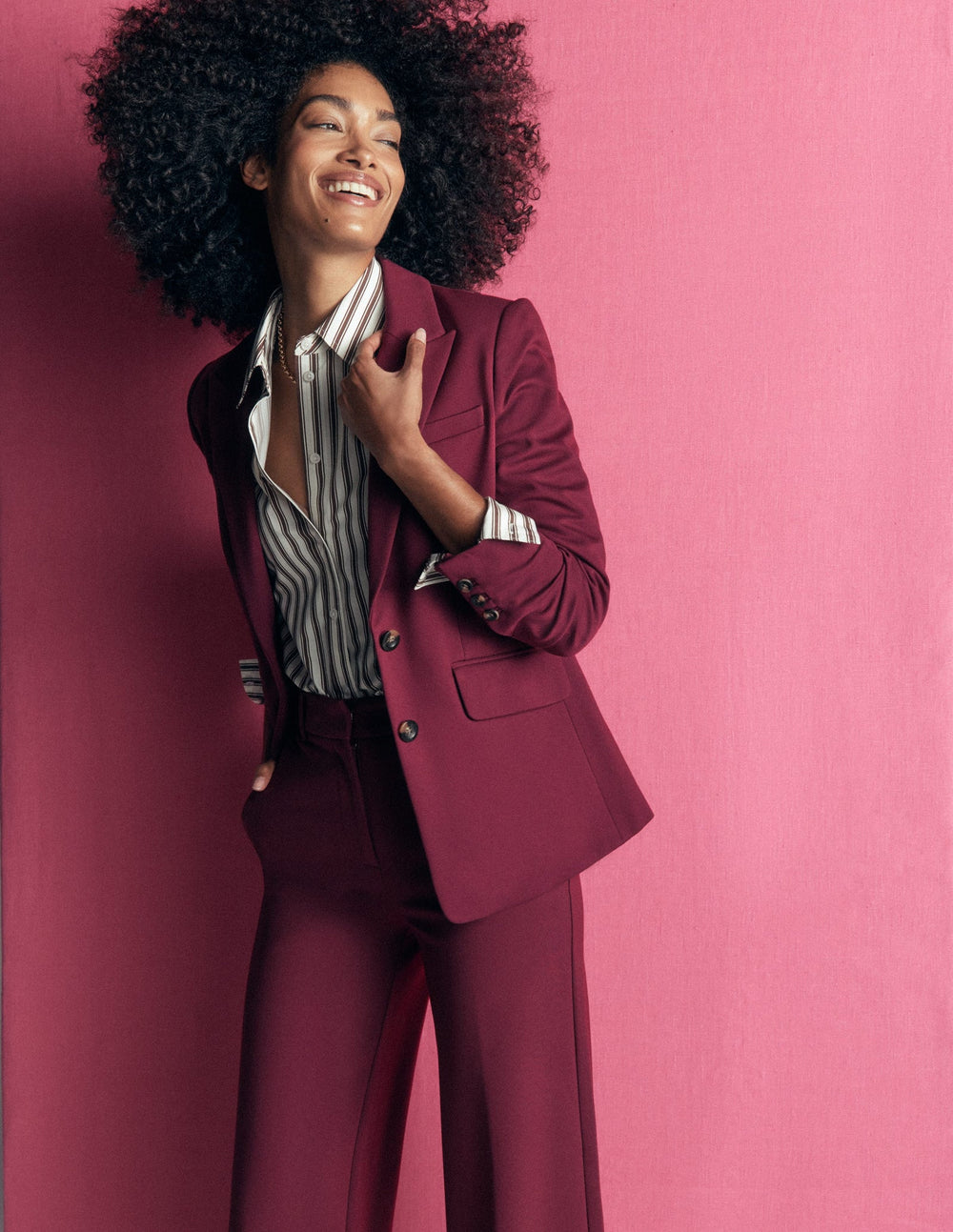 Boden Stamford ponte blazer in Deep Wisteria with lapels and shaped front
