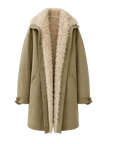 Fireladyfur Cool Denim khaki sheepskin detachable goose down parka front product image