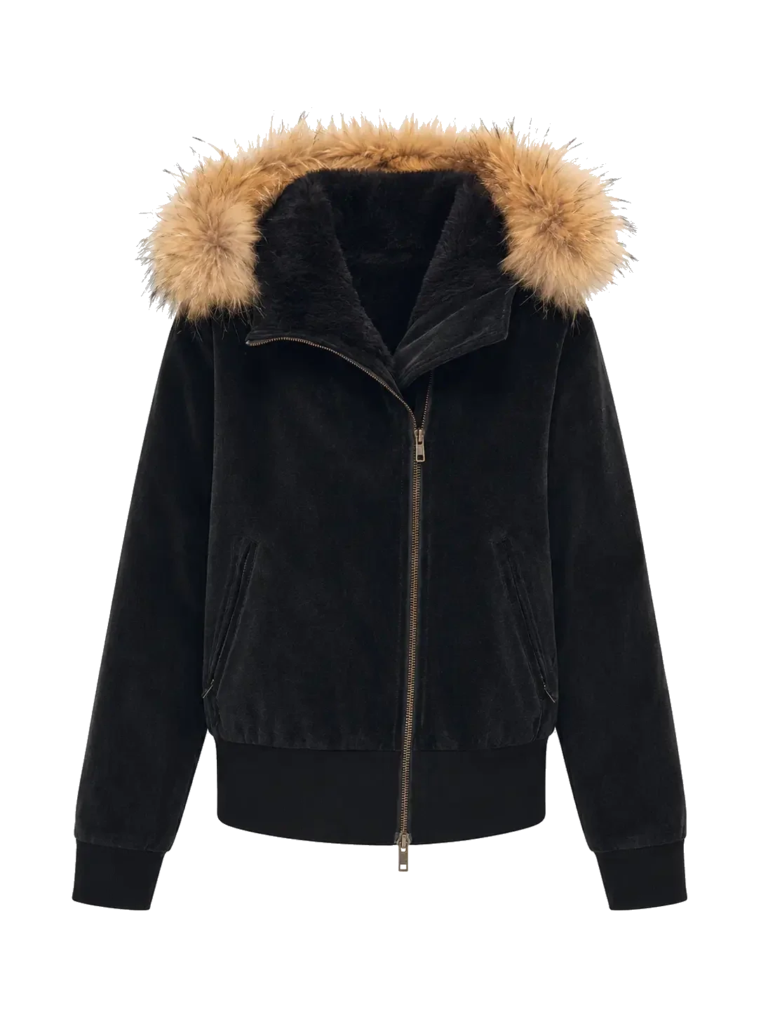 Firelady Boho-Chic black corduroy down parka product cutout