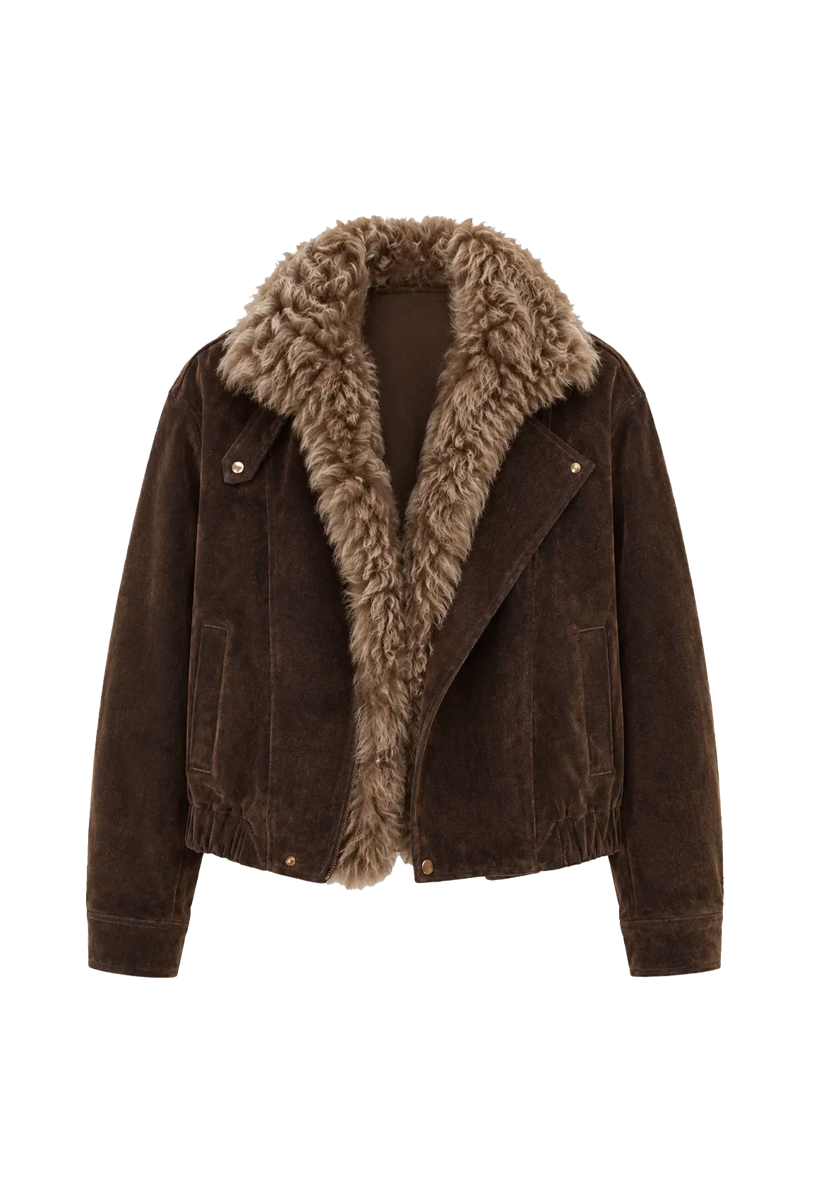 Firelady Fur Wander Free chestnut brown denim parka with detachable fur collar cutout