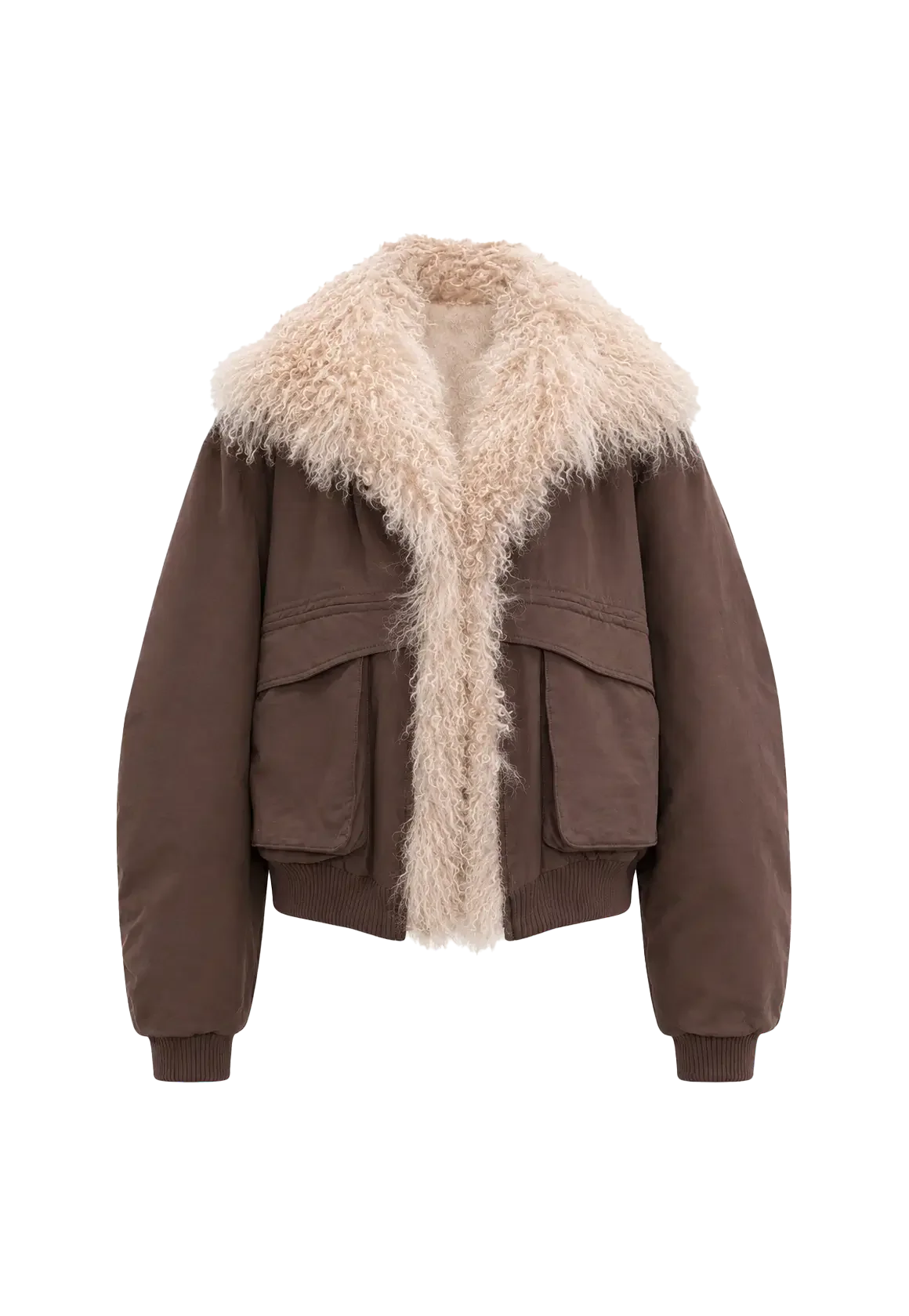 Fireladyfur Winter is Coming brown detachable fur collar down parka front product image