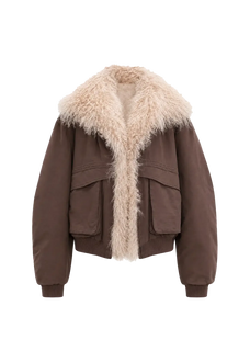 Fireladyfur Winter is Coming brown detachable fur collar down parka front product image