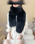 Women's extra-long black fox fur scarf in Black – styled on model | Firelady Fur