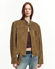 Caramel Mountain suede leather biker jacket - 02