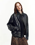 Fashionable Luke waxed leather jacket black styling