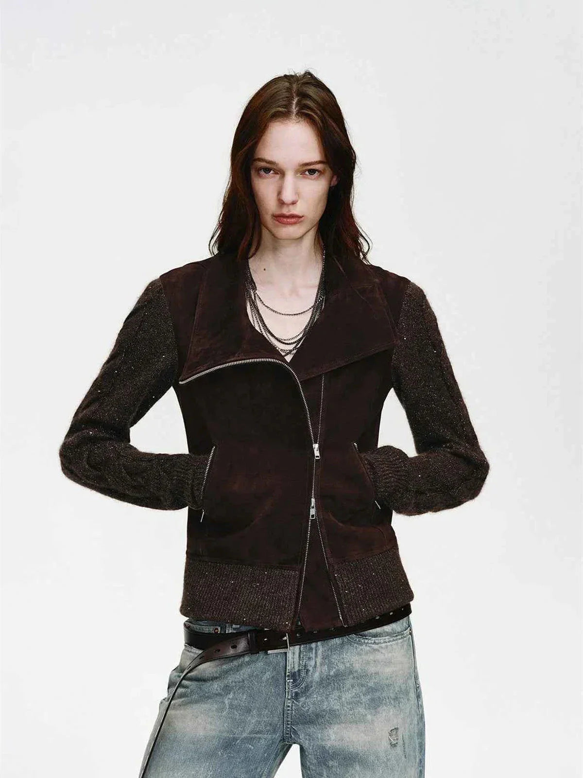 Nishino Twilight Italian sheepskin jacket - Brown front view
