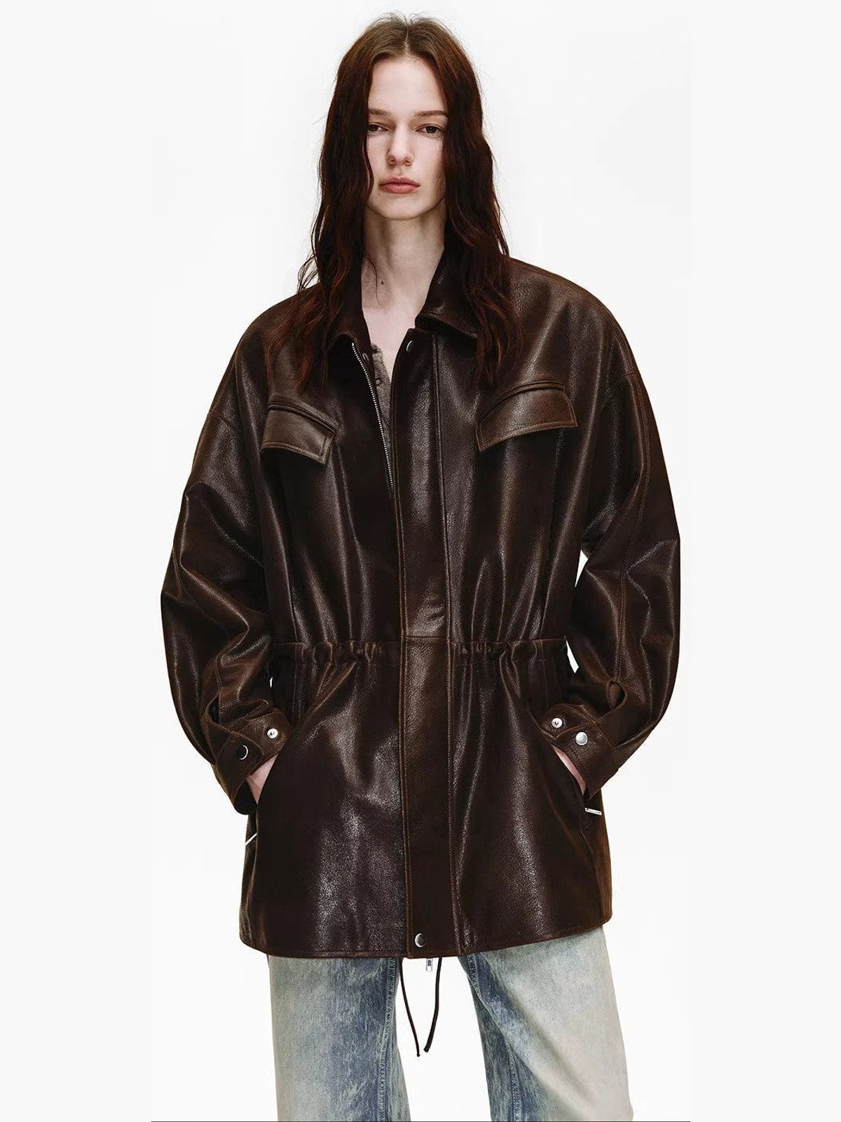 Firelady Fur Women's Waxed Lambskin Leather Jacket Time Traveler