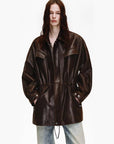 Firelady Fur Women's Waxed Lambskin Leather Jacket Time Traveler