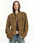 Caramel Mountain suede leather biker jacket - 03