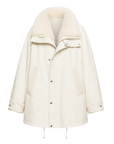 Firelady Fur Ode to the Stars white down parka front cutout with detachable Tokaj fur collar