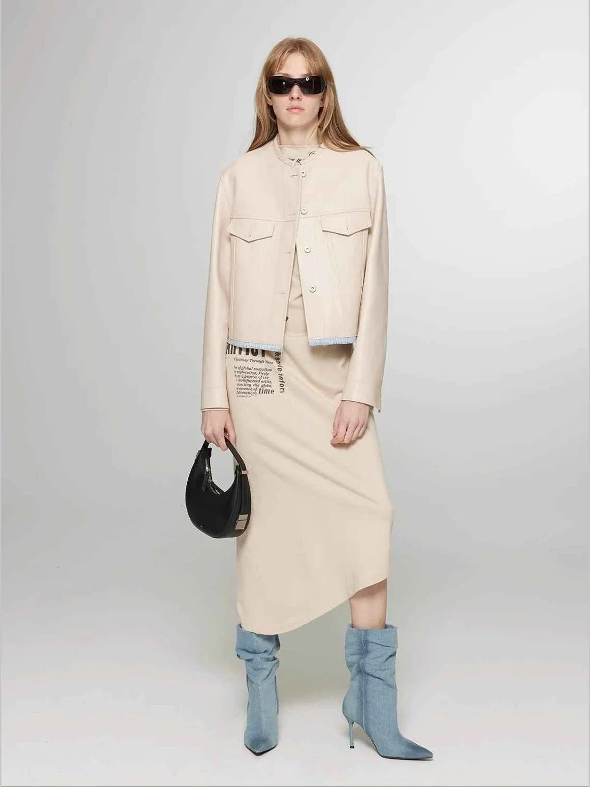 Sunset Escape creamy white leather jacket full outfit