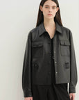 Letrans Women's Cropped Belted Leather Safari Jacket “Twilight Knight”Firelady Fur