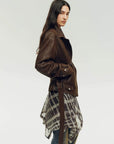 Firelady Fur Women's Vintage Light Waxed Sheepskin Moto Jacket | Adjustable Waist Biker CoatFirelady Fur