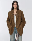 Vintage suede/waxy goatskin leather mid-length suit jacket Bavaria - 04