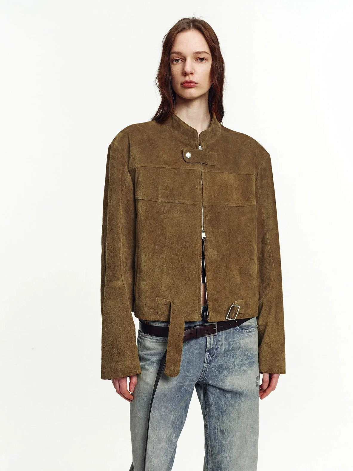 Caramel Mountain suede leather biker jacket - 04