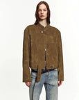 Caramel Mountain suede leather biker jacket - 04