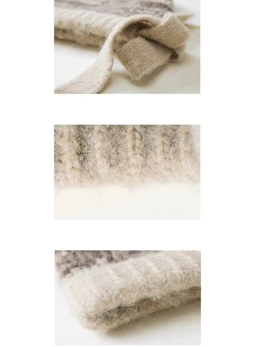 Women's jacquard wool hat knit texture and tassel detail