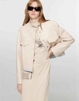 Sunset Escape creamy white leather jacket styling