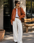 Heavy Wash Waxed Sheepskin Jacket Genuine Leather Outerwear "Sydney Reincarnation" Firelady Fur