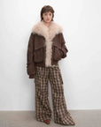 Brown Fireladyfur Winter is Coming warm down parka full body outfit with detachable fur trim