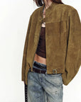Caramel Mountain suede leather biker jacket - 05