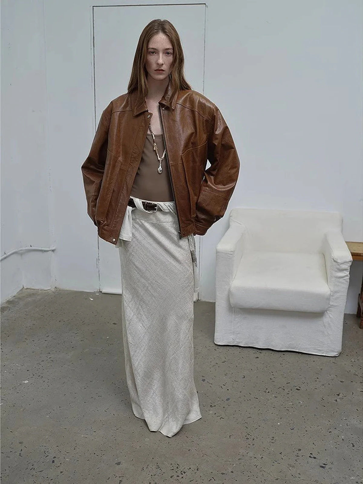 Fashionable Luke yellowish brown waxed leather jacket