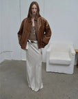 Fashionable Luke yellowish brown waxed leather jacket