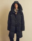 Firelady Fur Blue Winter Style Dark Blue women's goose down parka with hooded detachable fox fur collar front view