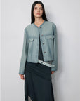 Sunset Escape denim blue goatskin jacket