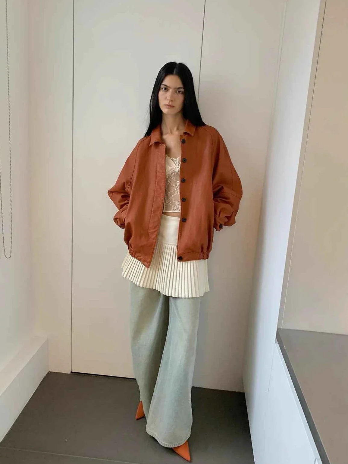 Heavy Wash Waxed Sheepskin Jacket Genuine Leather Outerwear "Sydney Reincarnation" Firelady Fur
