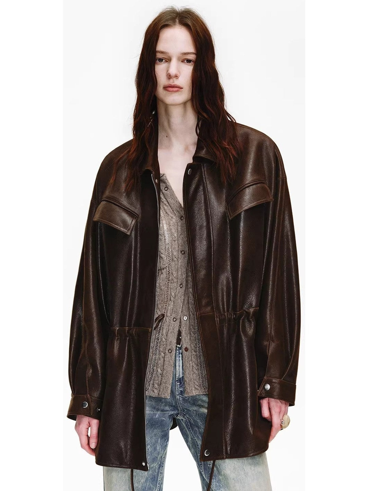 Firelady Fur Women's Waxed Lambskin Leather Jacket Time Traveler
