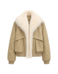 Fireladyfur Winter is Coming khaki detachable fur collar down parka front product image