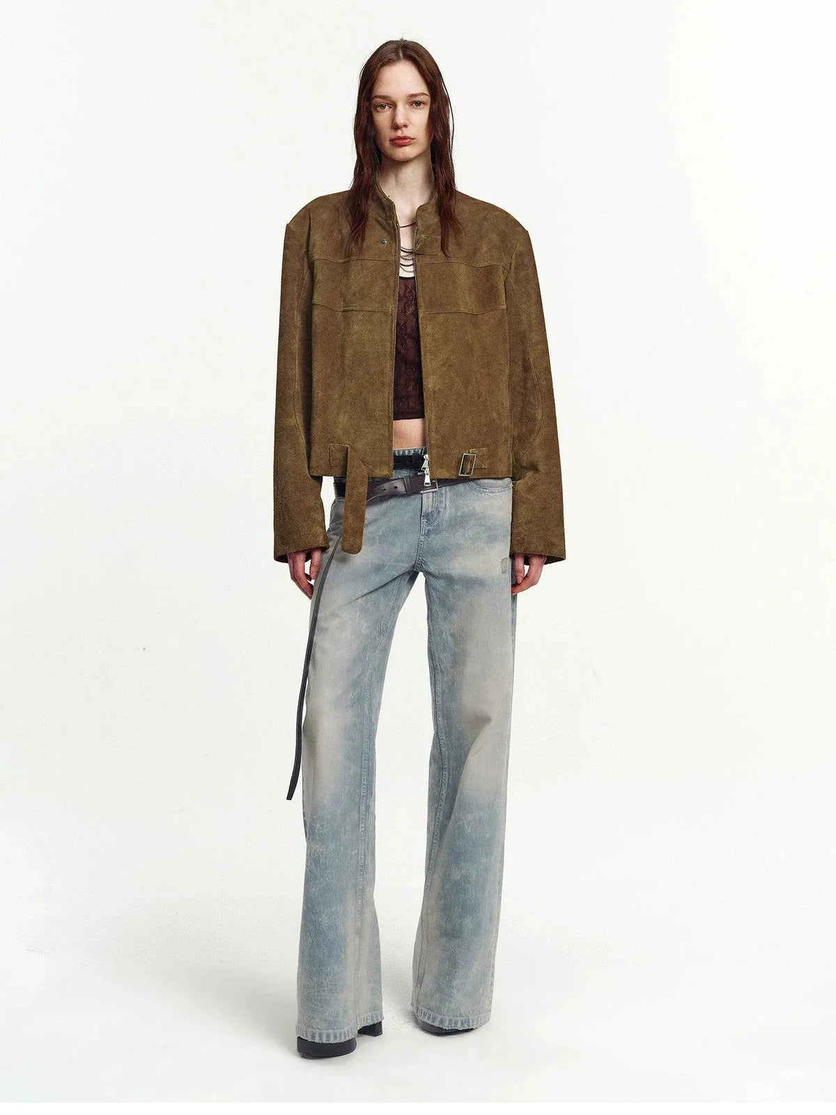 Caramel Mountain suede leather biker jacket - 06