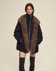 Firelady Fur The Wizard of Oz meteorite black detachable Toscana shearling lined parka front model view