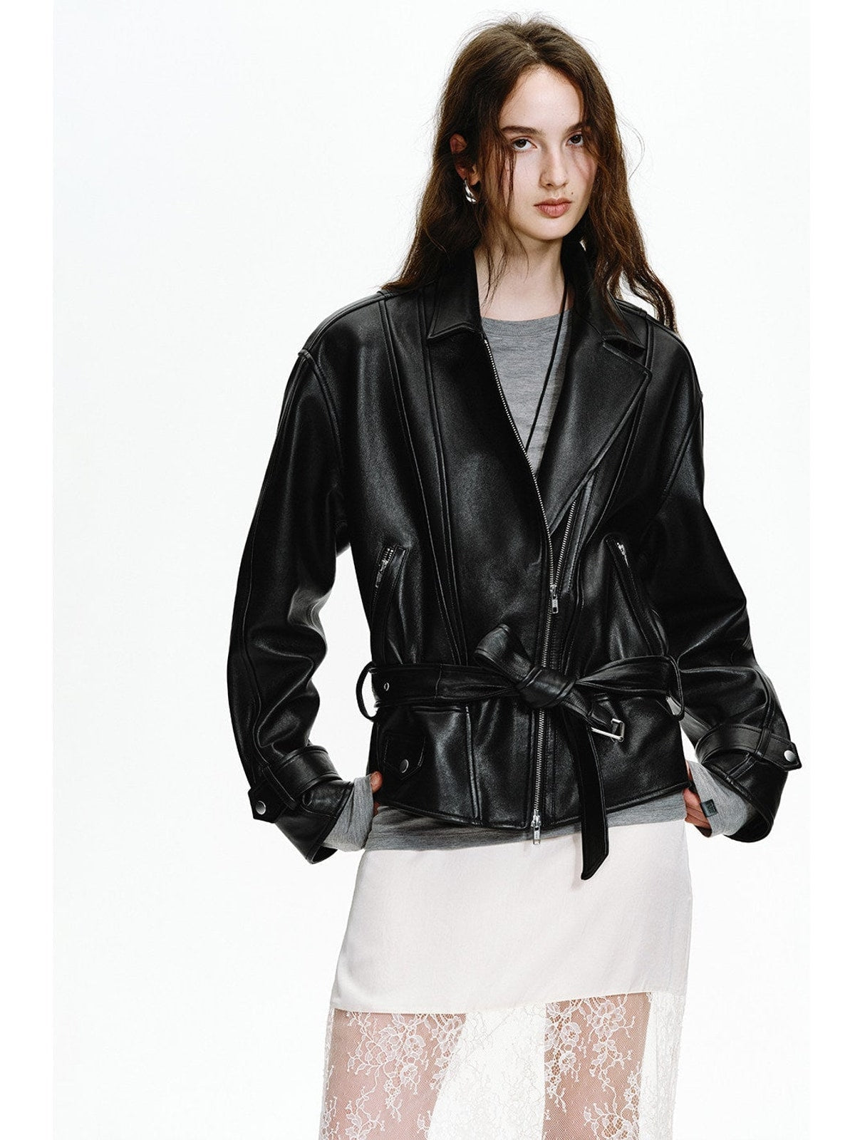 Firelady Fur Women's Sheepskin Moto Jacket Modern Times - Trendy Biker Coat